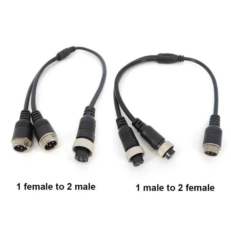M12 4Pin Aviation Head to Male female to 2 way male Female Aviation Head wire Extension Y Splitter Cable Adapter Connector t1