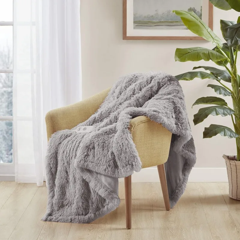 Mila Shaggy Heated Throw Blanket - Soft Faux Fur Heated Blanket, Fast Heating, Auto Shut Off Timer, Low EMF, 5 Heat Settin