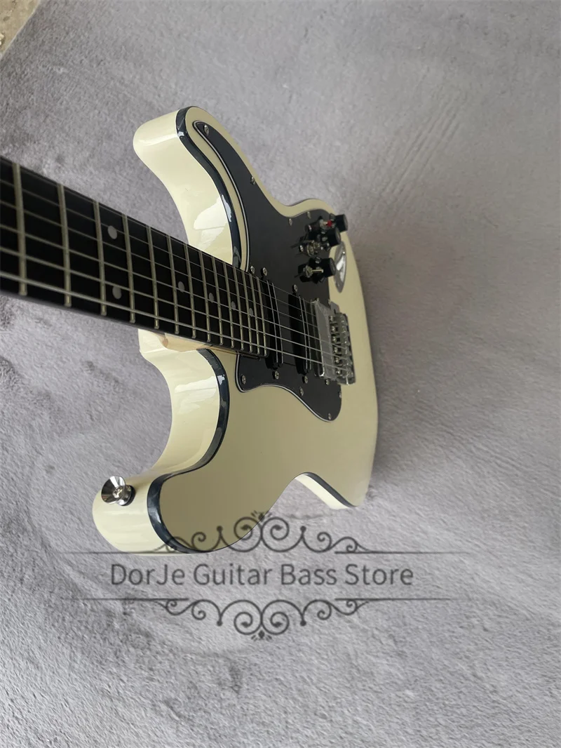 

Cream Yellow Guitar 6 Strings ELectric Guitar Black Binding Rosewood Fingerboard 4 Mini Switch Staccato switch