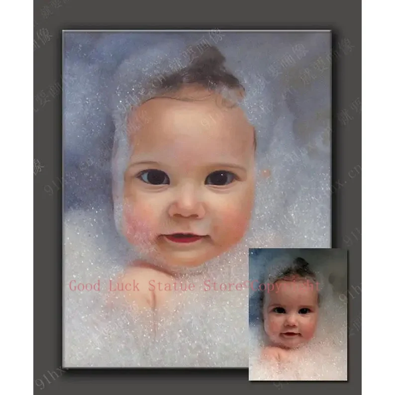 BEST birthday present # TOP ART Customize service oil painting--baby child portrait from photo picture--100% hand painted# 24