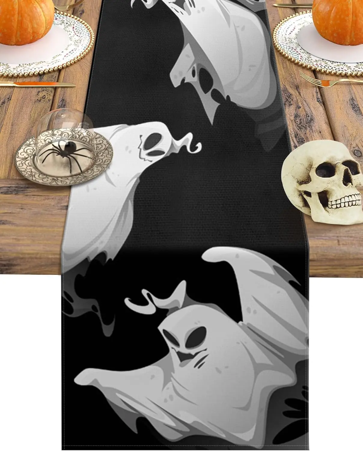 Halloween Horror Ghost Linen Table Runner Party Table Decor Farmhouse Kitchen Dining Table Runner Halloween Decorations