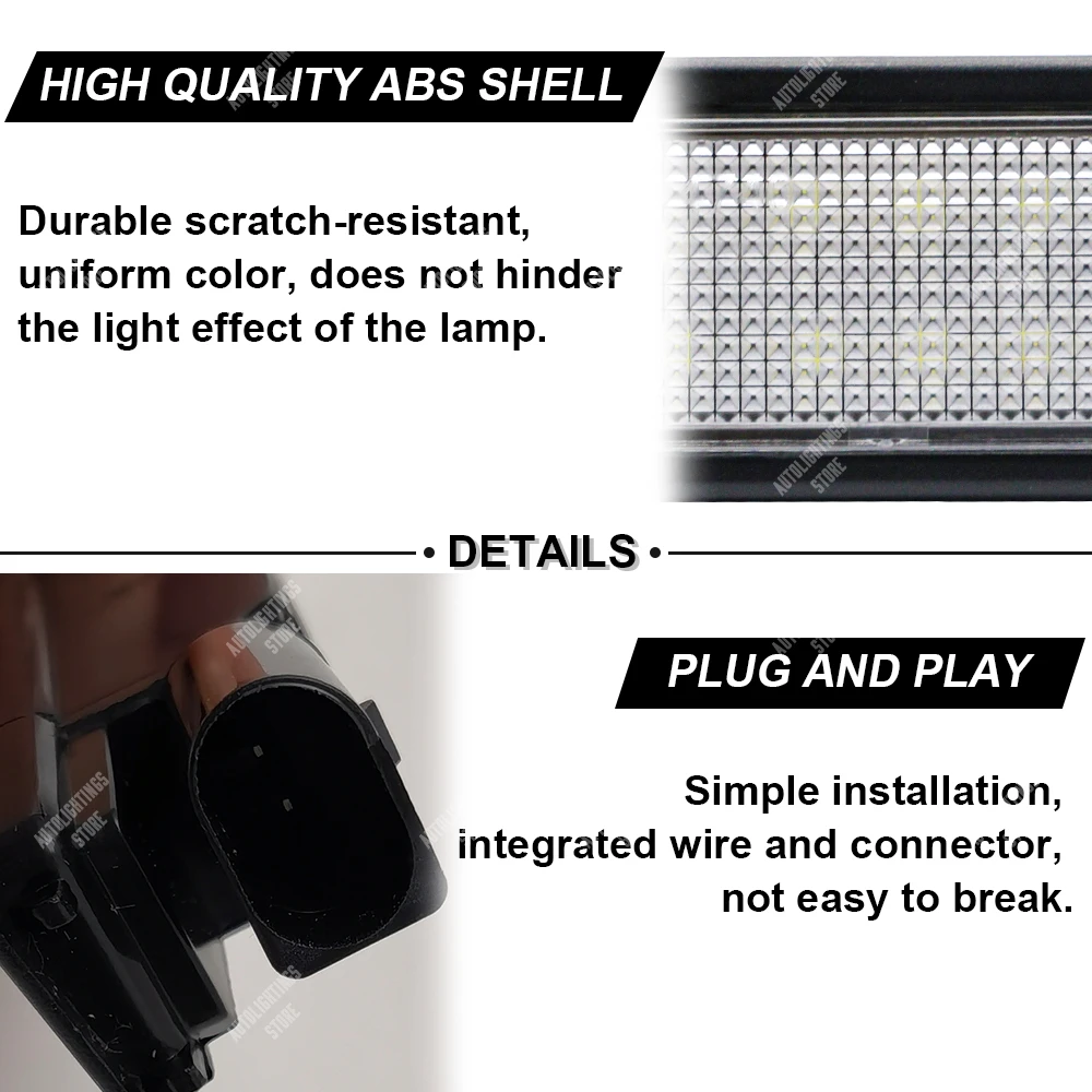 Luz de matrícula LED, Número da lâmpada, VW, GTi, GOLF 4, 5, 6, 7, MK6, MK7, Passat, CC, B6, B7, Polo, Scirocco, Besouro, sede, Ibiza, 2 peças