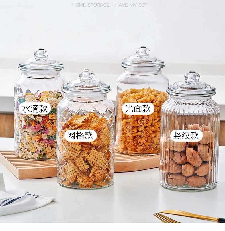 Whole Housewares | Lot De 3 Boîtes De Rangement Pour Salle De Bain – Bocaux D'apothicaire En Verre De Qualité Supérieure Avec Couvercles – Petits Bocaux En Verre Pour Cuisine Ou Salle