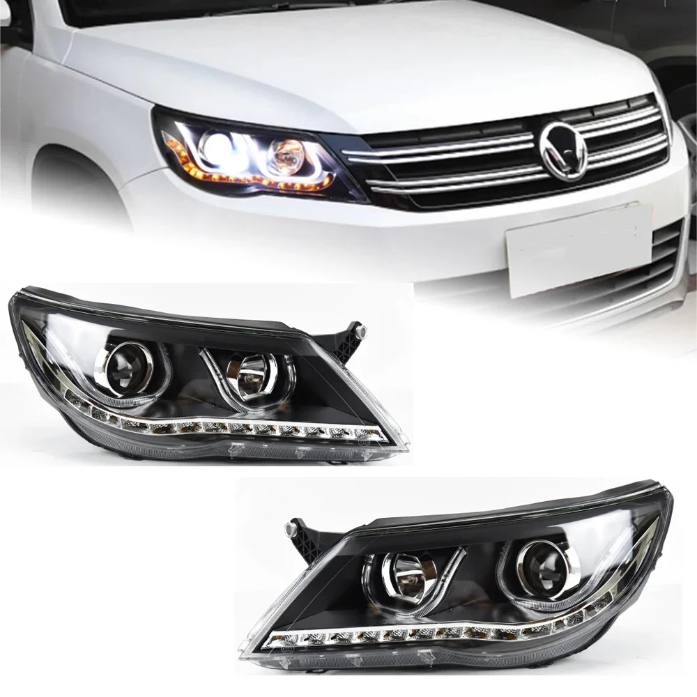 KQX Car Styling for Tiguan LED Headlight 2007-2012 Tiguan Headlight DRL Head Lamp Angel Eye Hid Option Bi Xenon Auto Accessories