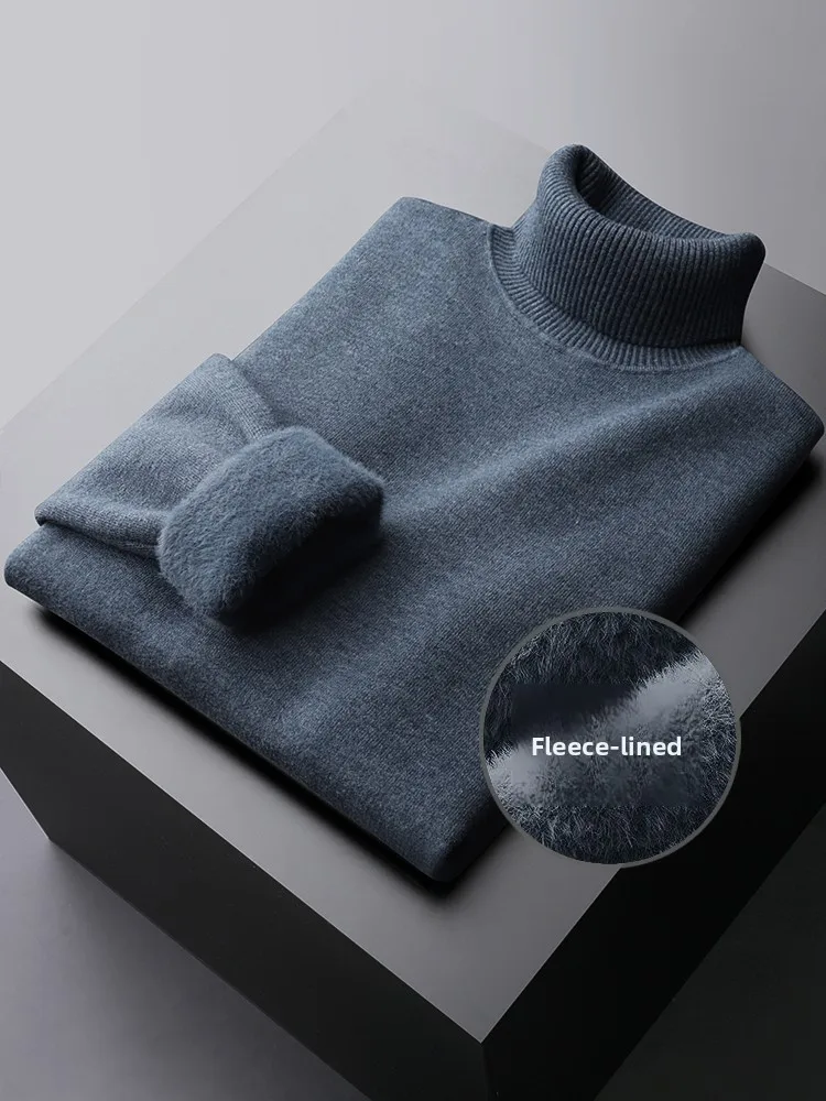 

Элитный мужской вязаный свитер из бархата с высоким воротом, зимний, теплый, приталенный, базовый слой, антистатический, для бизнеса