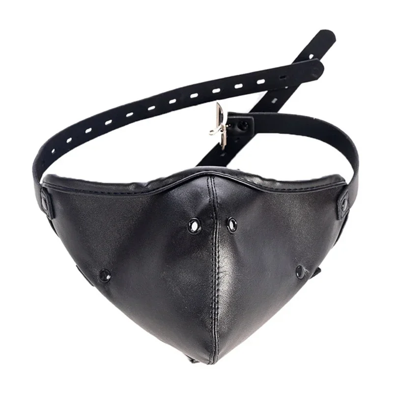 قناع جلدي قابل للتعديل مع الكمامة الفم Bdsm عبودية الرقيق الكرة الفم المكونات الأسود تنفس قناع التدريب لعبة الجنس للنساء مثلي الجنس #2