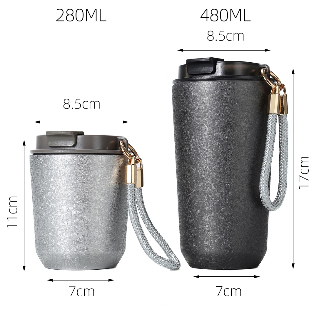 이중 벽 티타늄 코팅 보온병 컵 열 머그잔 휴대용 미니 280ML 텀블러 절연 8 시간 Ti 물병 진공 플라스크 썸네일 4