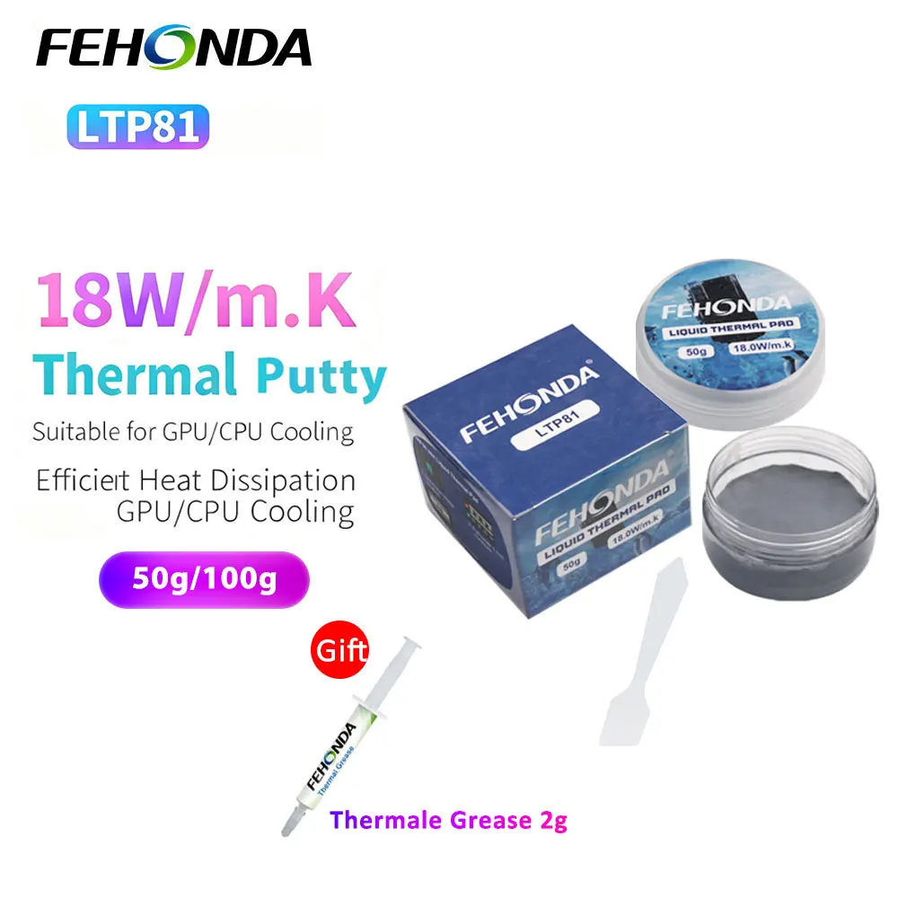 

FEHONDA LTP81 Thermal Putty 18W/m.K 50g/100g High Thermal Conductive Gel for CPU GPU Heat Dissipation Putty for PS4 PS5 Cooling