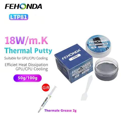 FEHONDA LTP81 Mastice Termico 18W/mK 50g/100g Gel Conduttivo Termico Alto per CPU GPU Mastice di Dissipazione del Calore per PS4 PS5 Raffreddamento