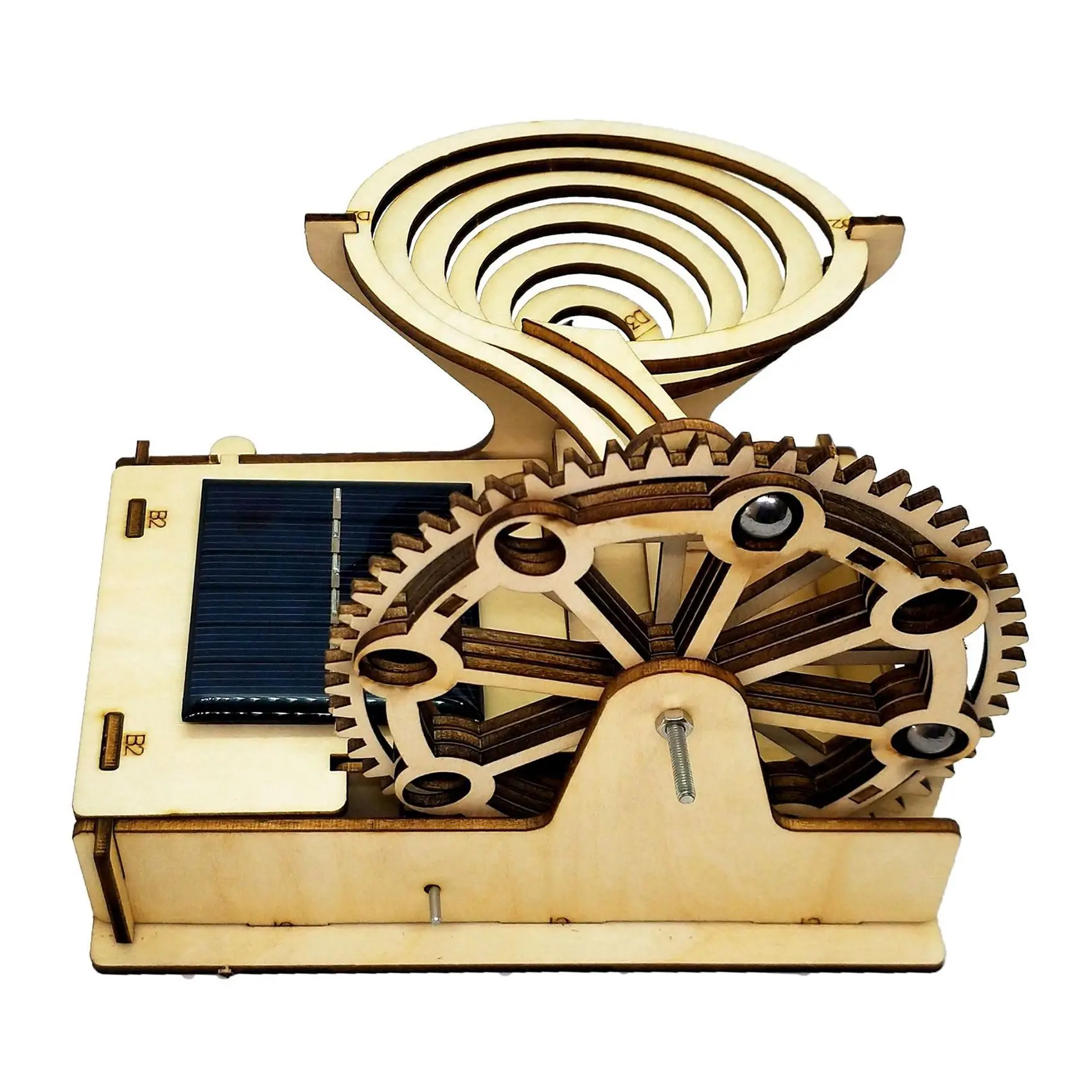 BAAA-3D مسار تشغيل الرخام الخشبي يعمل بالطاقة الشمسية DIY ألغاز نموذج تجميع عدة ألعاب هندسية لبناء المعدات الميكانيكية