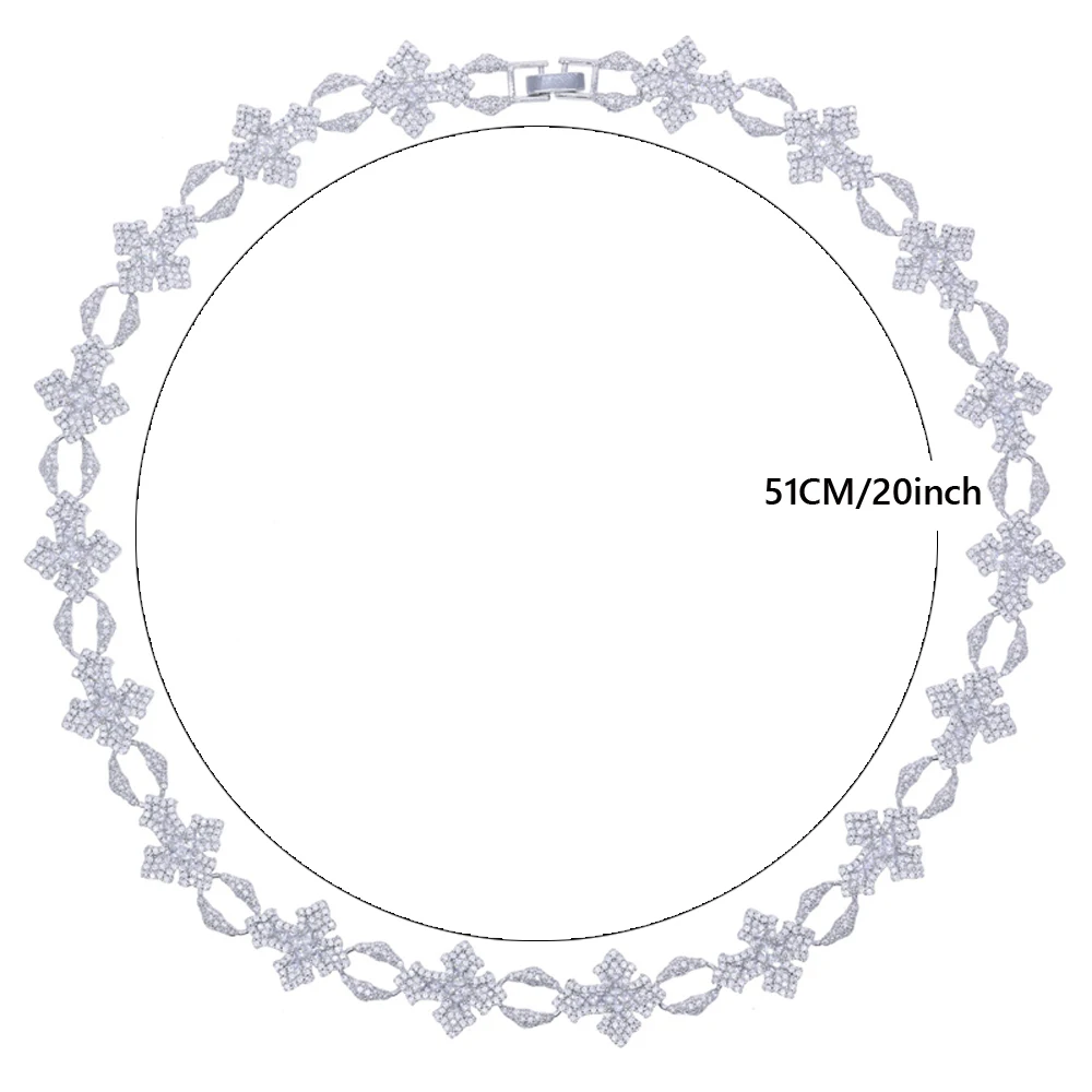 New Iced Out Infinity Cross Link Chain Necklace Micro Paved Cubic Zirconia Cuban Chain For Women Men Hip Hop Fashion Jewelry