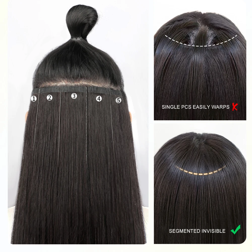 Extensiones de Cabello con Clip 100% Remy para mujer, extensiones de cabello humano liso sin costuras, suave y Natural