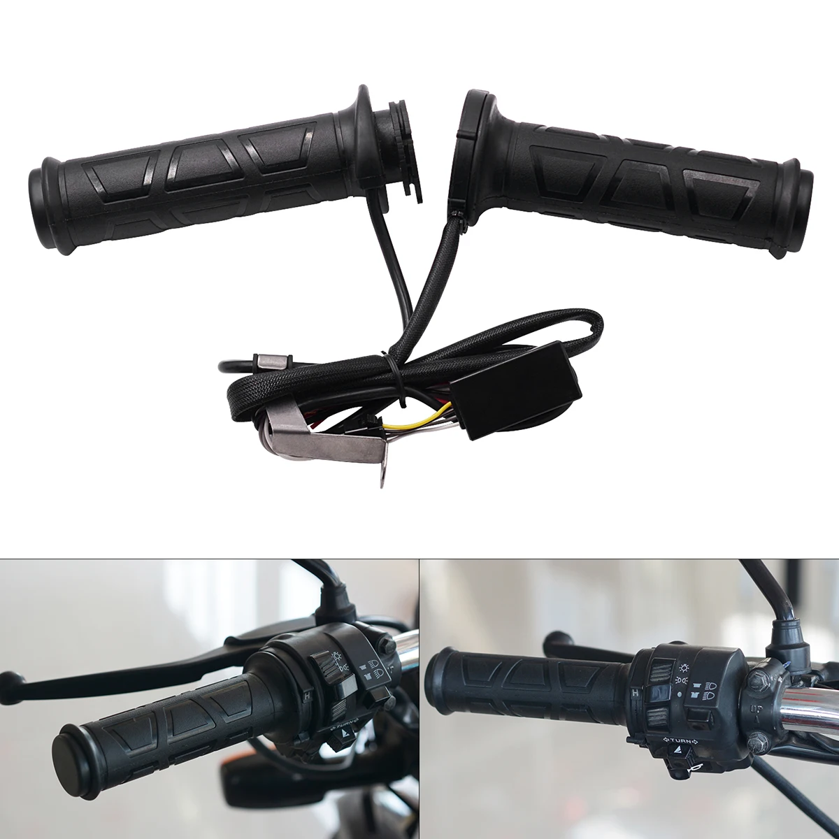 

1 Pair 12V 12W - 24W 22MM Adjustable Temperature Motorcycle Universal Electric Heated Handle with T Bush and Adjustable Switch