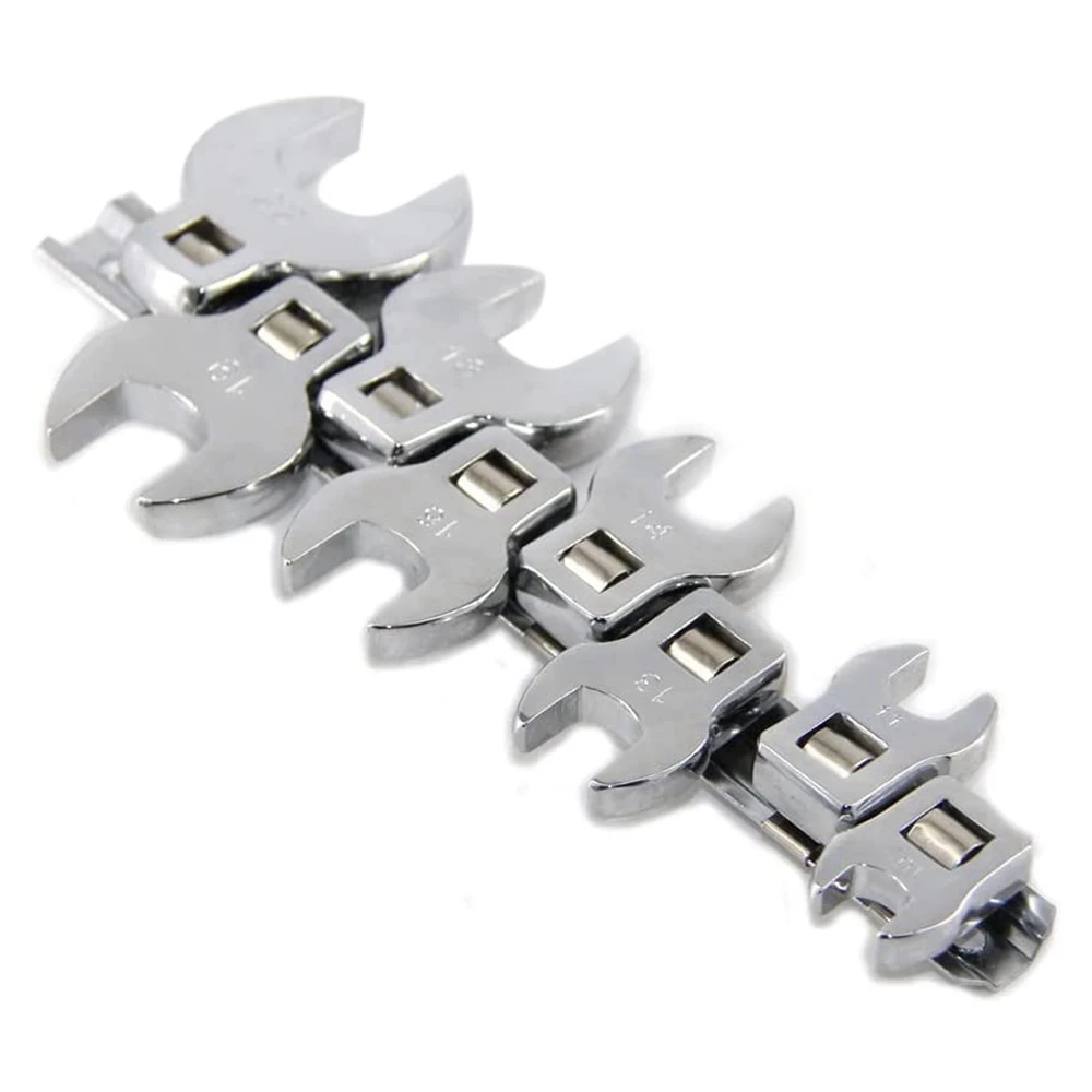 8 Pcs 3/8 Inch Head Movable Opening 10 to 19mm Metric Quick Ratchet Wrench L-Shaped Wrench Horn