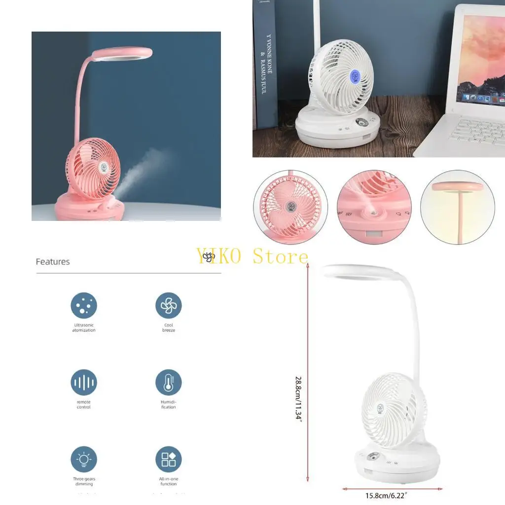 

K32C Mini Table Fan Desk Lamp for Stylish Kids Girls Home Outdoor Travel