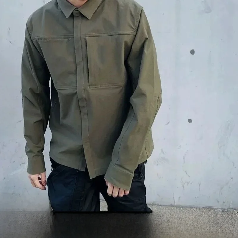 

Outdoor Men's Casual Long Sve irt Jaet Busin Series Wear Resistant Autumn Faion Loose Fit Nylon Polyester Blend