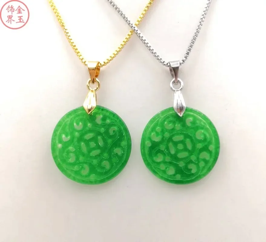 925 Silver Green Jade Hollow Out Money Beads DIY Earrings Pendant Charm Jewellery Fashion Accessories Woman Luck Amulet Gifts