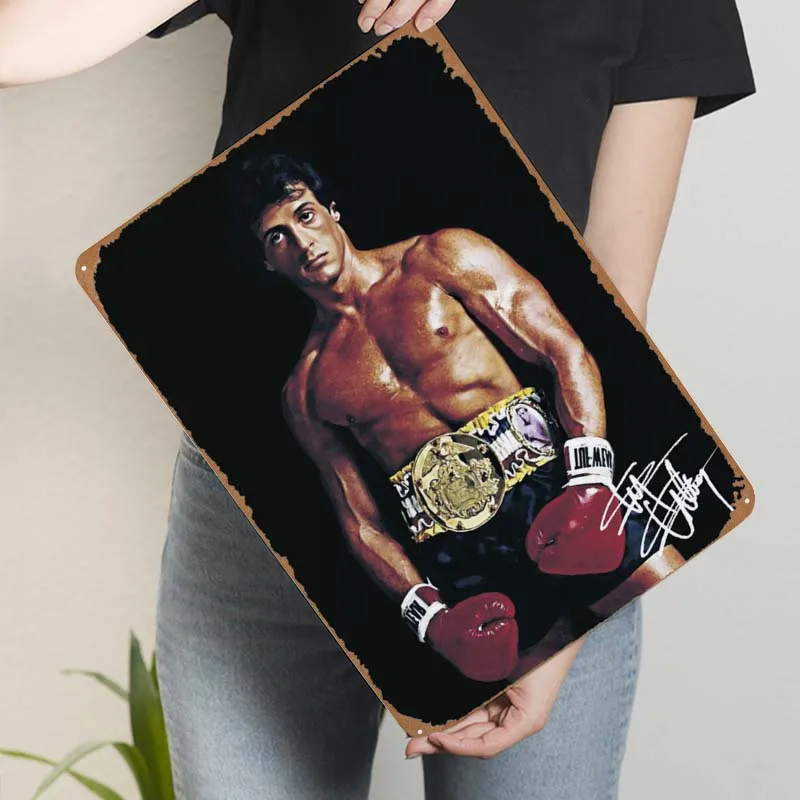 Sylvester Stallone Vintage Metal Plate Vintage Metal Signs for Wall Decoration Bathroom Decor Art Mural Room Decor Aesthetics