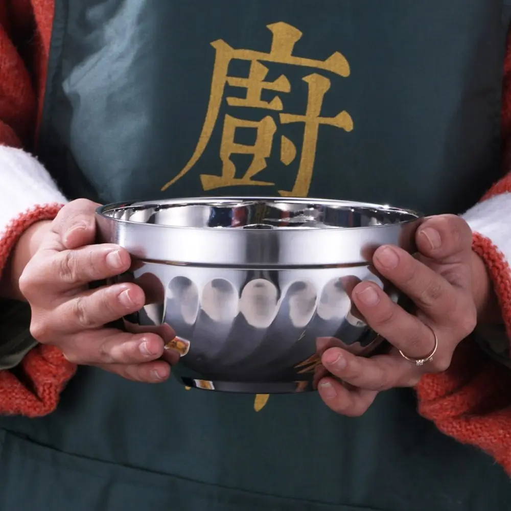 Household Double-layer Stainless Steel Bowl Fell -resistant Anti Scalding Soup Bowl Durable Non -broken Canteen Bowl Children