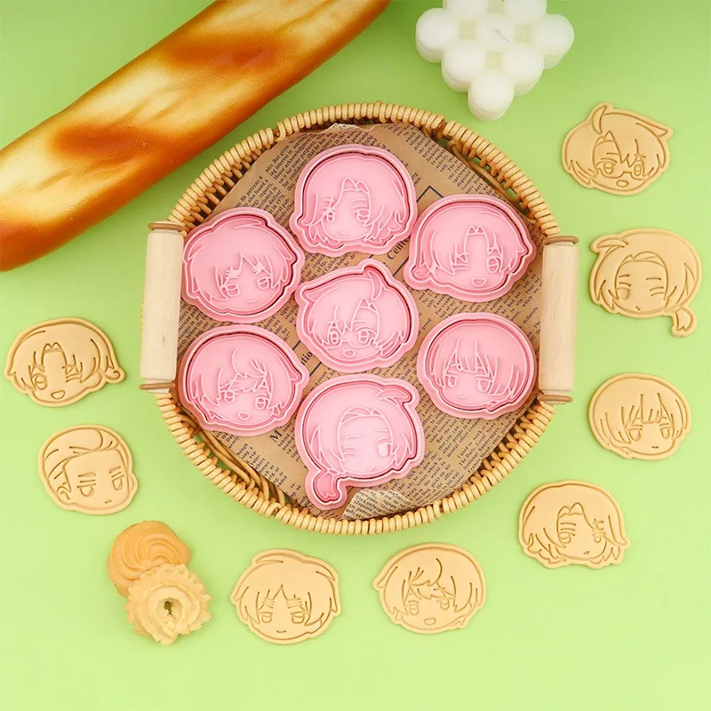 8-teiliges Anime Hetalia Ausstechformen-Set aus Kunststoff, Keksausstecher mit Charaktergesicht-Form, DIY-Backwerkzeug zur Kuchendekoration, Geschenk