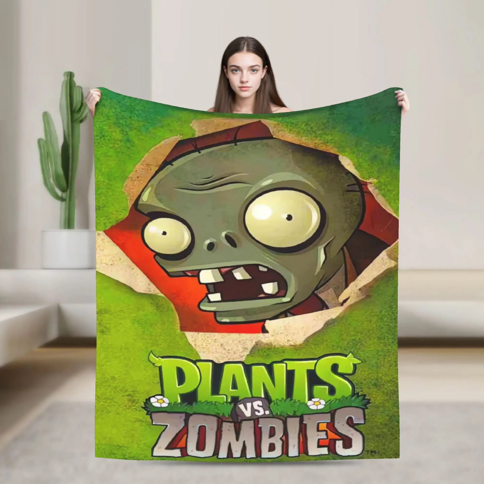 Plants vs Zombies Video Games Blankets  Camping Flannel Throw Blanket For Couch Bed Warm Soft Custom Quality Bedspread Gift