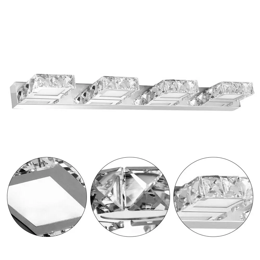 24.4 inch Crystal Vanity Light 4 Lights Bathroom Lighting Fixtures Modern Chrome Toilet LED Wall Lamp Sconce Over Mirror