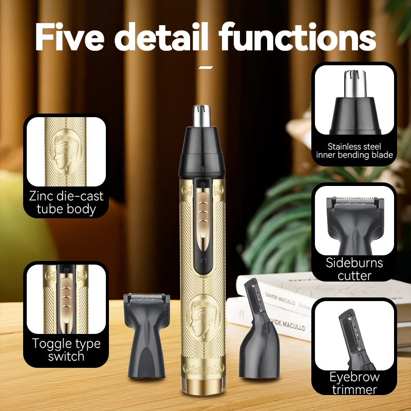 Kemei-133 Nasenhaarschneider für Nasen-Ohrreiniger, wiederaufladbarer Nasentrimmer, Bartschneider für Männer, Rasierer, Augenbrauenpflegeset