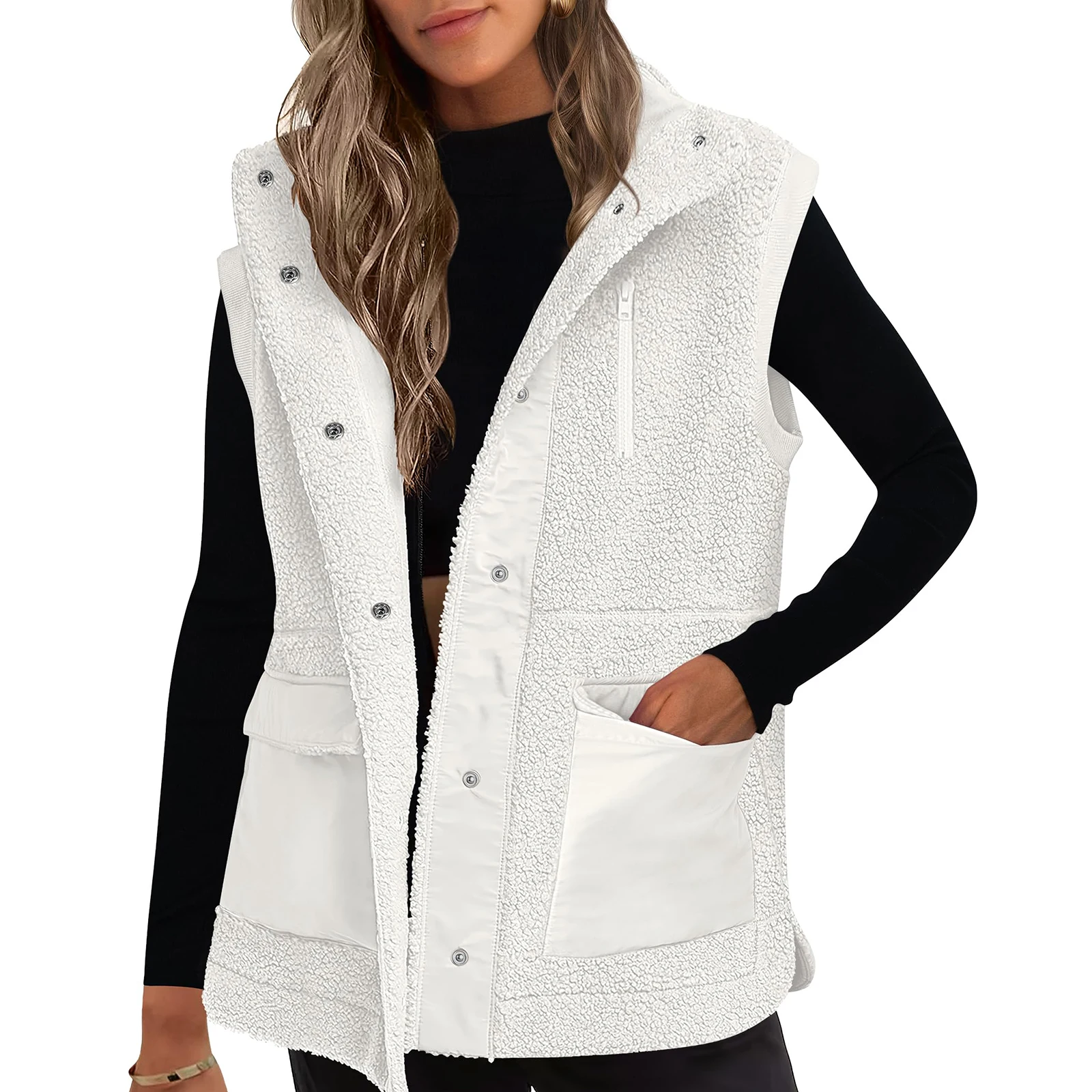 女性用フリースベスト豪華なベストカジュアルノースリーブカーディガン特大多用途暖かいベストジャケットルーズ女性トップス