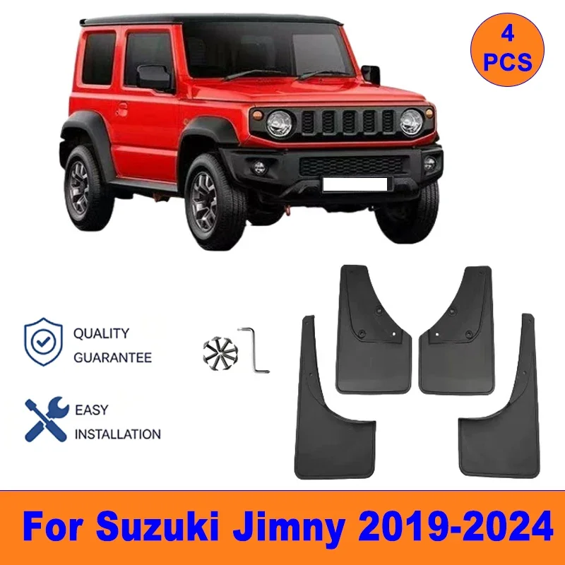 

4Pcs Mud Flaps For Suzuki Jimny 2019-2024 - Splash Guards Front & Rear Wheel Fender Mudguards Car Exterior Protection Accessory