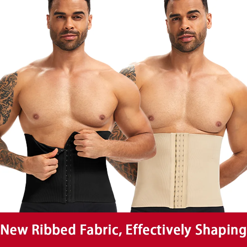 Men's High Stretch Ribbed Belt Shapewear Waist Trainer Tummy Control 6-Cartilage Back Support Fajas Breathable Comprssion Corset