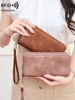 MIYIN Women's Double Zipper Long Wallet RFID Blocking Premium Leather Large Capacity Vintage Clutch Multi-Function Wristlet Bag - Image 5
