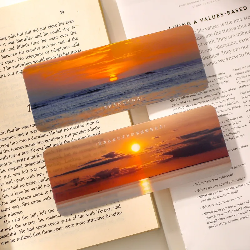 5pcs crepúsculo nuvens bookmark simples ins paisagem pvc matte leitura marca de livro retro página do livro marcador artigos de papelaria suprimentos