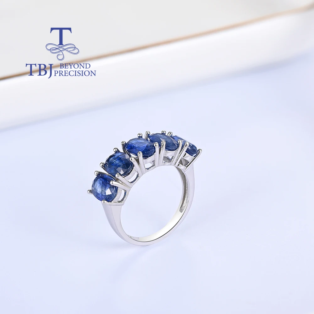 Bague en argent avec kyanite bleue naturelle pour femme, matiques ovales, pierres précieuses réelles, bijoux fins, cadeau, 5x7mm