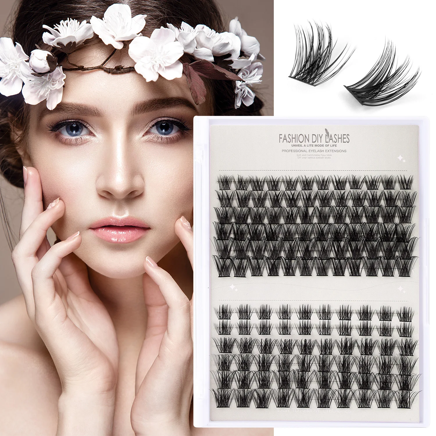 

108 Mixed Cluster DIY False Eyelashes Extension Large Capacity Individ Eyelash Oblique Fly Eye lashes Glue Brush Suit Eye Makeup