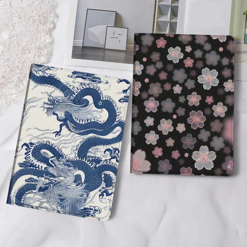 

Chinese Dragon Blue Pattern Tablet Case For Samsung Tab Galaxy S6 S11 A A7 A8 A9 A11 10.1 10.4 10.5 Plus Lite Gift