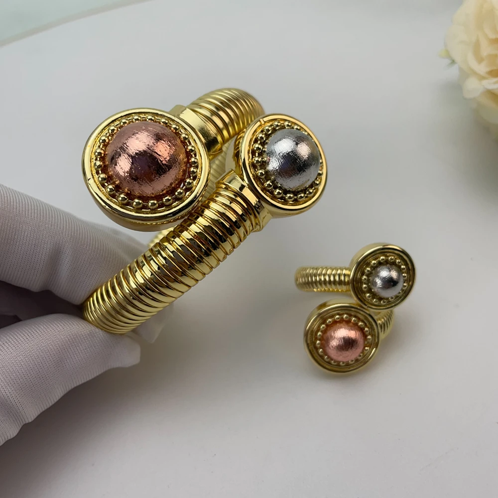 Beautiful Simple Bracelet Ring Set Brazilian Jewelry Sets Bridal Jewelry for Women Wedding Gift FHK29539