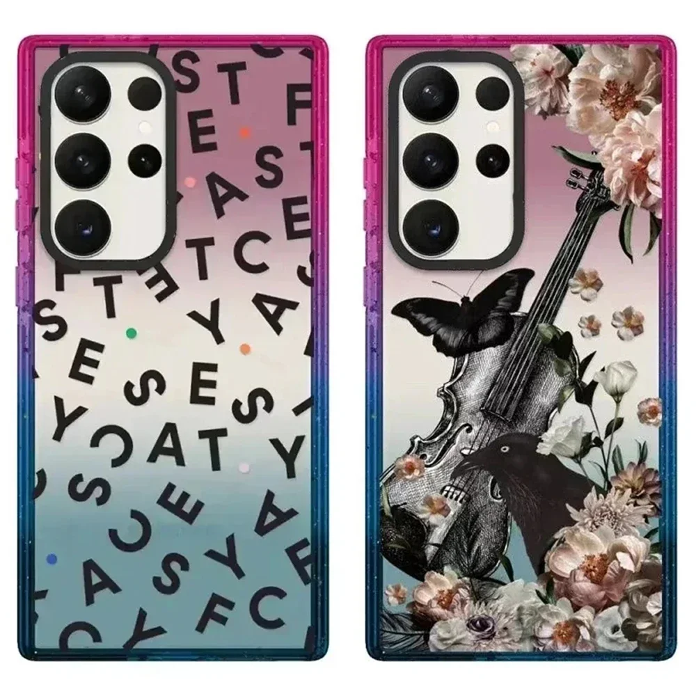 

Guitar Acrylic Colorful Border Protective Case for Samsung Galaxy S 22 S23 S24 Ultra S22+ S23+ S24 Plus Shell