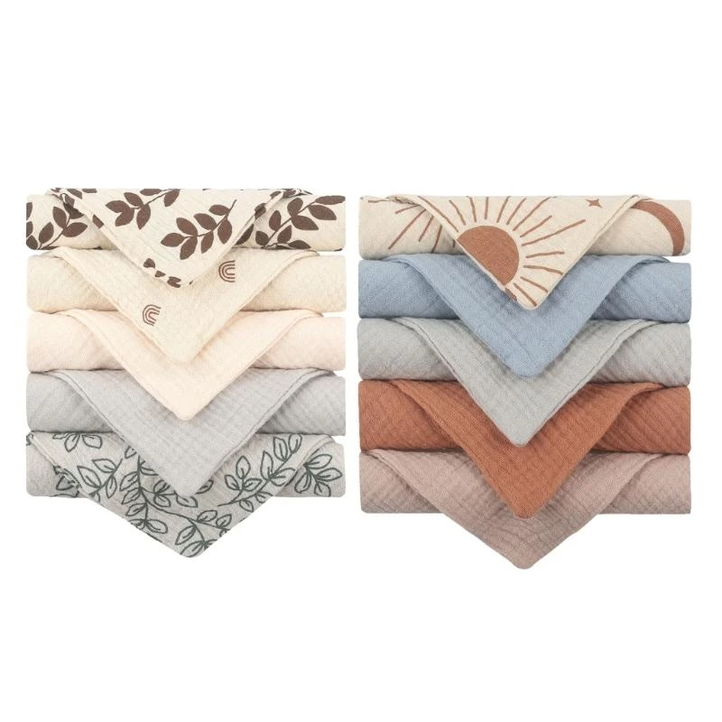 

M76C 10PCS Baby Facecloth Face Towel Sweat Absorbent Cloth Square Cotton Handkerchief