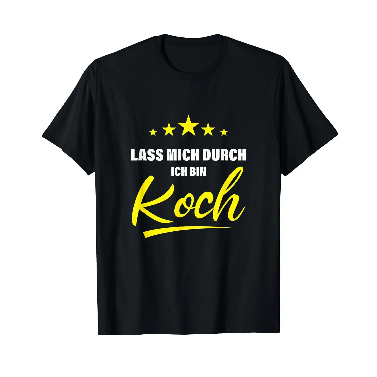 T shirt with German text Lass mich durch ich bin Koch Let me through I am a cook black vintage Washed homme Versatile Slightly
