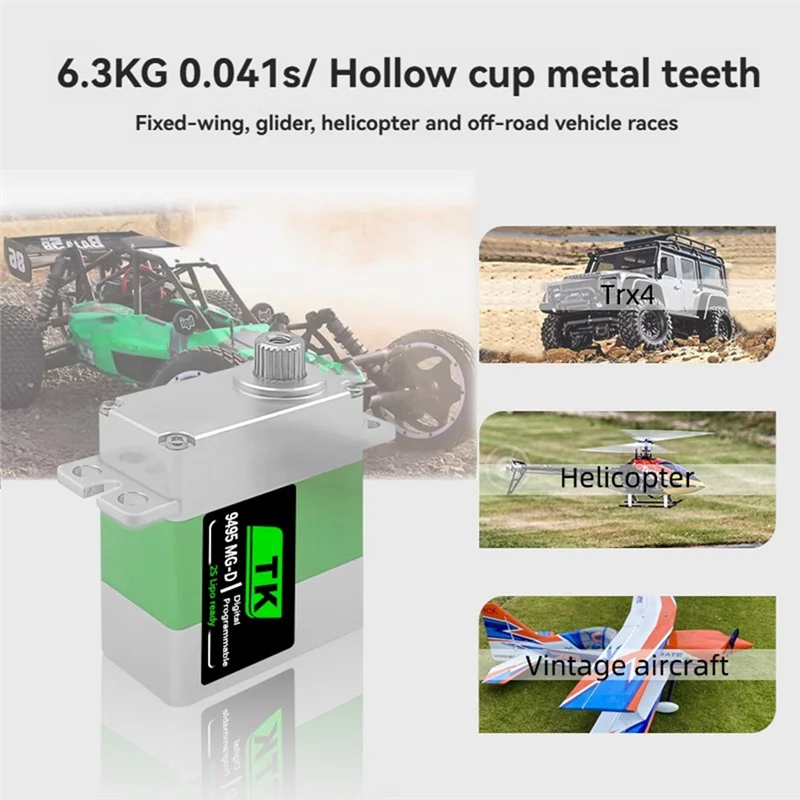 

ABWE-For RC Digital Servo Metal Gear 9495 MG-D Programmable 2S Lipo For Helicopter Model Car