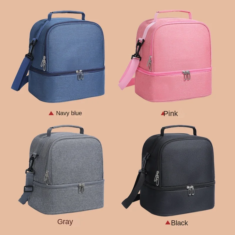 Insulated Bag Large Capacity Picnic Ice Bag Portable Crossbody Lunch Bag Cationic Fabric Waterproof Stain Resistant Lunch Bag