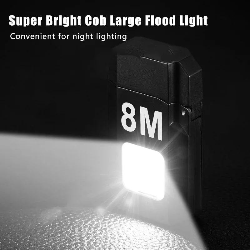 Mini Keychain Flashlight COB Portable Work Light with Cigarette Lighter USB Rechargeable Outdoor Camping Fishing Pocket Lamps
