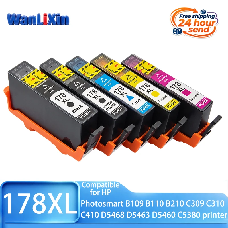 1-3set For HP178 178XL 178 Ink Cartridge Compatible for Photosmart B109 B110 B210 C309 C310 C410 D5468 D5463 D5460 C5380 printer