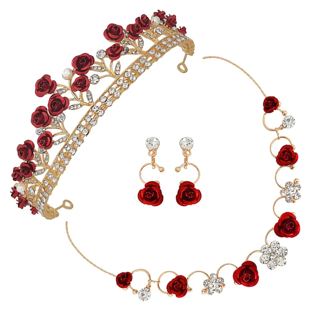 

1Set Necklace Earring Set Girls Jewelry Rhinestone Birthday Wedding Prom Party Necklace and Earring Sets