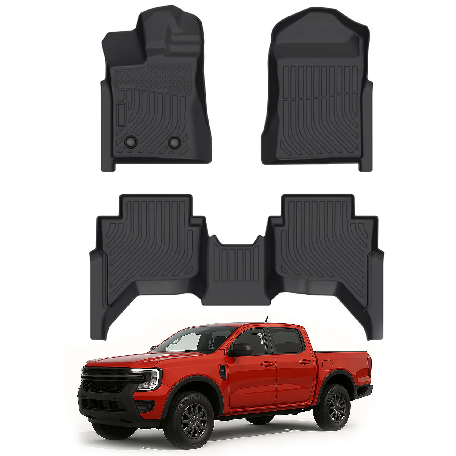 

Коврики для Ford Ranger 2026 2025 2024, всепогодные коврики для грузовиков SuperCrew Cab