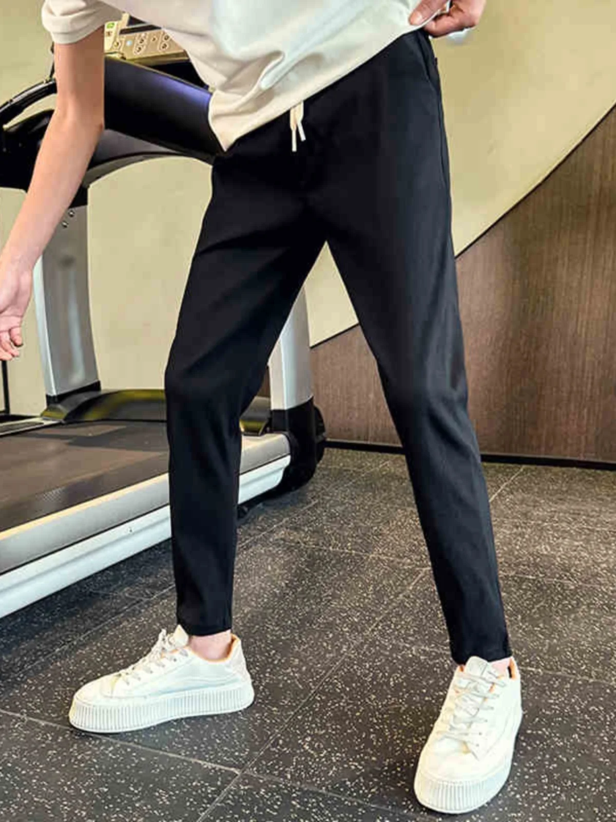 

Bla Casual Pants Men's Spring Autumn New Faion Pure Color Simple Slim High End Match Sports Cuffed Pants Youth Sle