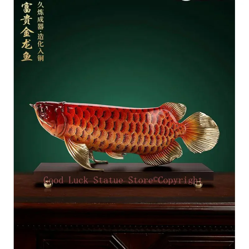 High grade gift 2025 Home store Company business bring wealth money GOOD LUCK Golden Dragon Arowana fish copper Sculpture