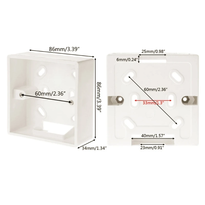 Antiflaming Power Box PVC Material 3.3cm Depth Bottom Box Wall Mounted Junction Box Thermostat Box Temp Controller Box