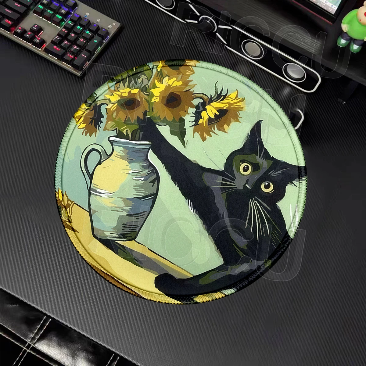 Oil Painting Art Cute Cat Mouse Pad Vintage Starry Night Kitty Mousepad Van Gogh Mouse Mat Gamer Computer Mats Desk Accessories