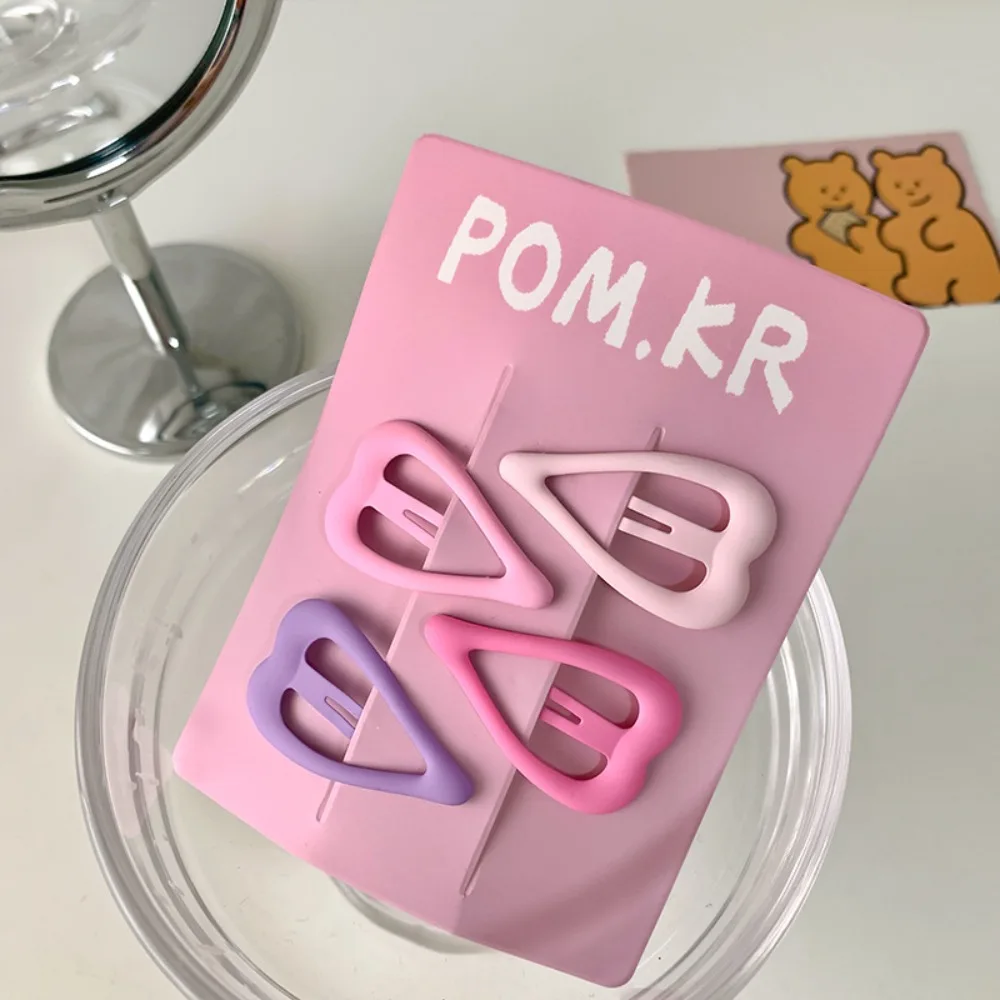 

4PCS/lot Cute Star Hair Clips Love Shaped Triangle Hairpins Dopamine Dressing Pink Color Hair Accessories